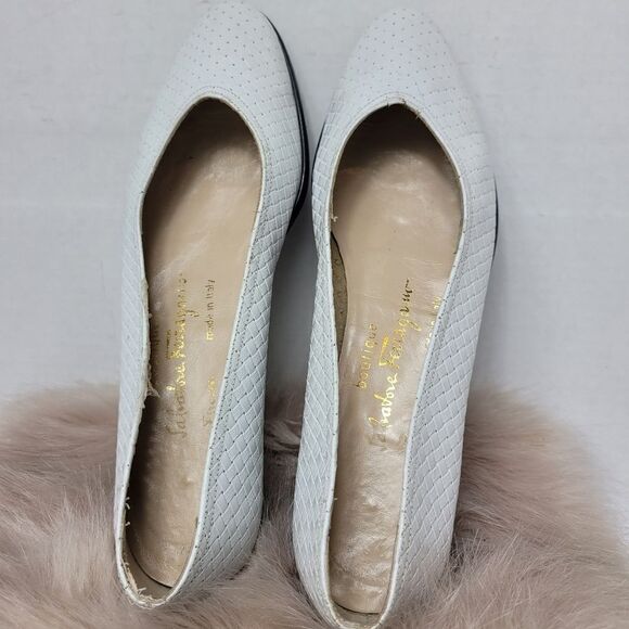 Salvatore Ferragamo White Leather Perfored Loafer Womens Shoes Size 8.5 - Picture 8 of 10